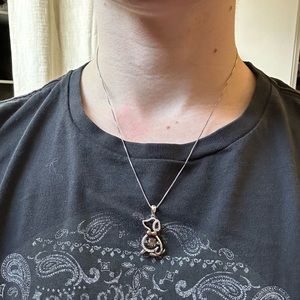 Dog shaped diamond floating necklace